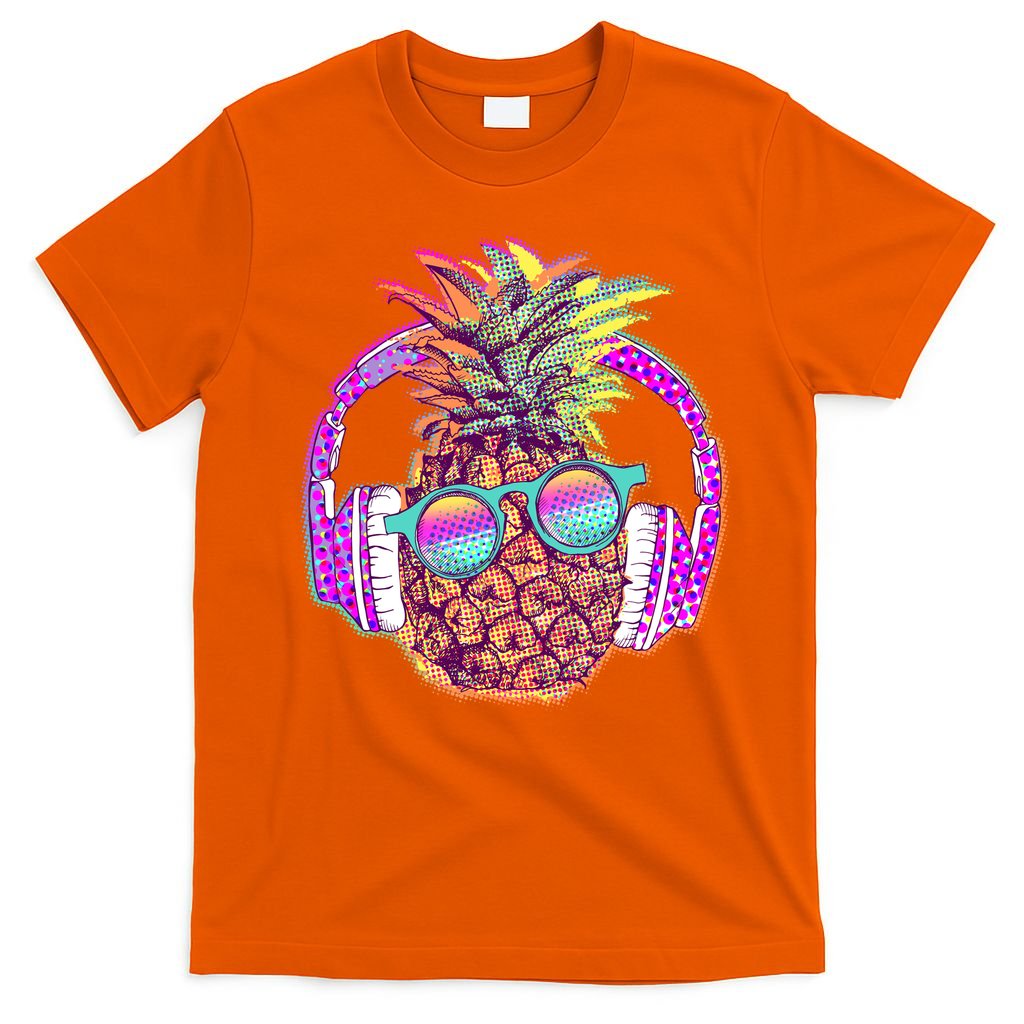 Pop Art Summer Time Headphones Pineapple T-Shirt