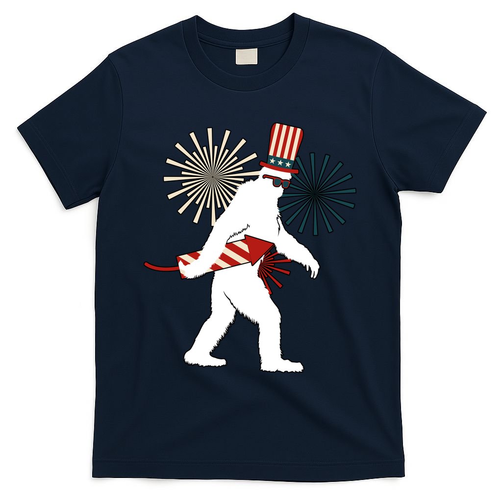 Patriotic Bigfoot Fireworks 4th of July T-Shirt