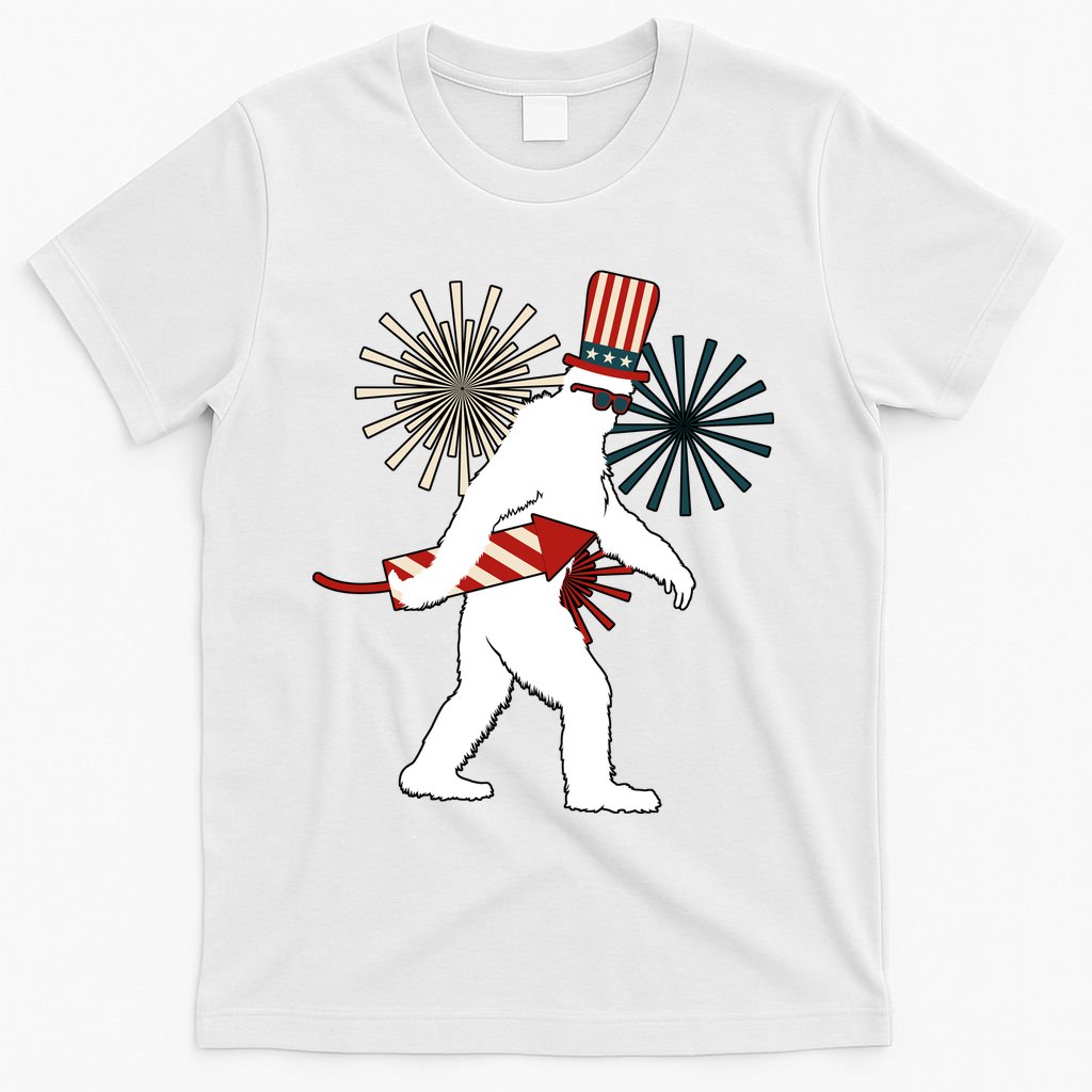 Patriotic Bigfoot Fireworks 4th of July T-Shirt