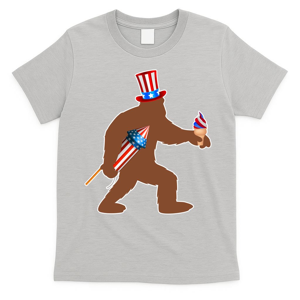 Patriotic Bigfoot Fireworks USA T-Shirt