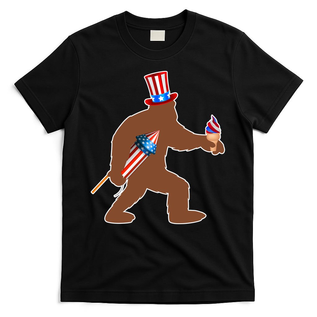 Patriotic Bigfoot Fireworks USA T-Shirt