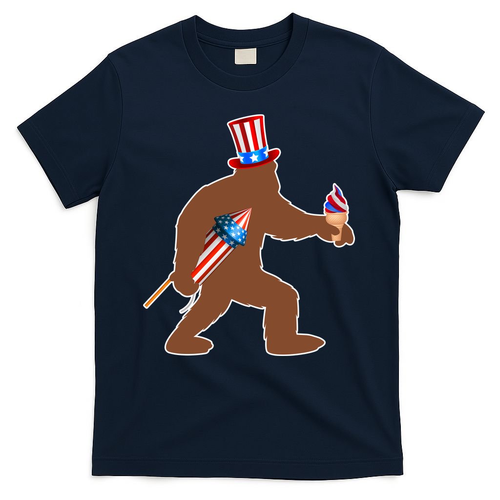 Patriotic Bigfoot Fireworks USA T-Shirt