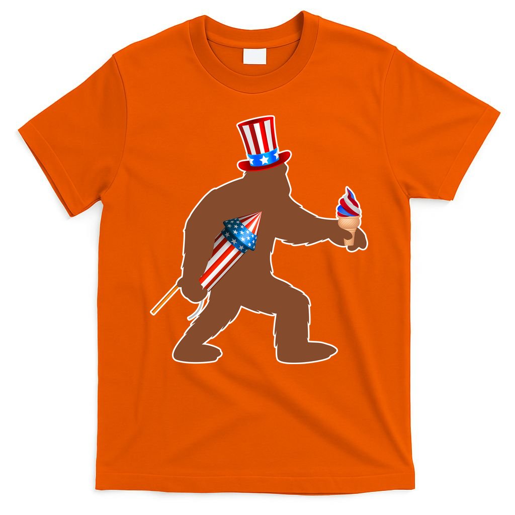 Patriotic Bigfoot Fireworks USA T-Shirt