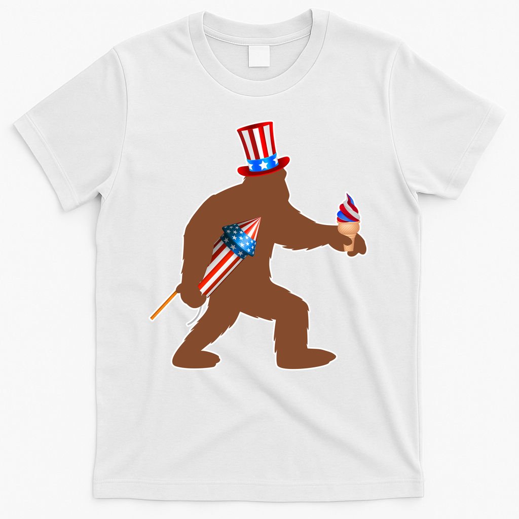 Patriotic Bigfoot Fireworks USA T-Shirt