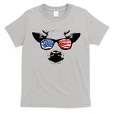 Patriotic Cow USA Flag Sunglasses T-Shirt