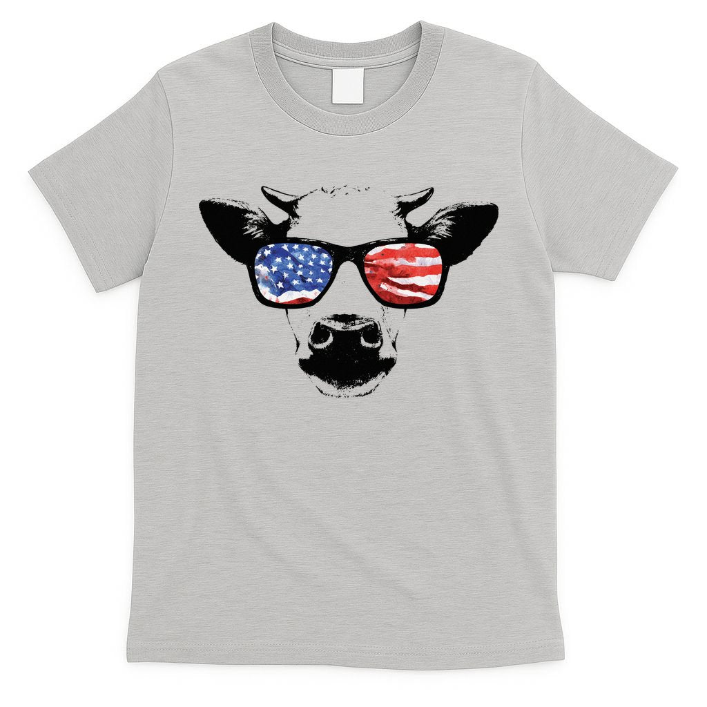 Patriotic Cow USA Flag Sunglasses T-Shirt
