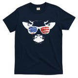 Patriotic Cow USA Flag Sunglasses T-Shirt
