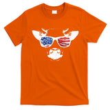 Patriotic Cow USA Flag Sunglasses T-Shirt