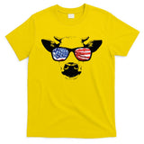Patriotic Cow USA Flag Sunglasses T-Shirt