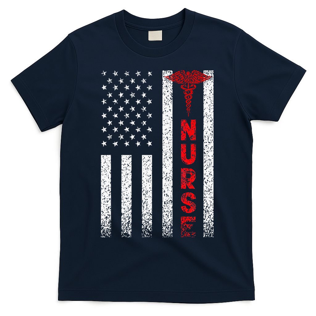 Patriotic American USA Flag Registered Nurse T-Shirt