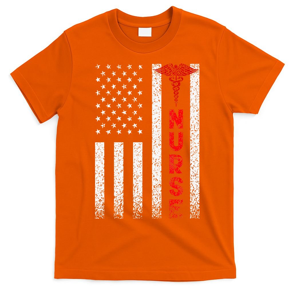 Patriotic American USA Flag Registered Nurse T-Shirt