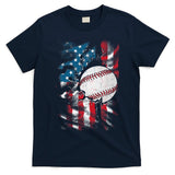Patriotic Baseball 4th Of July USA American Flag T-Shirt