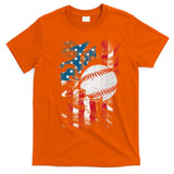 Patriotic Baseball 4th Of July USA American Flag T-Shirt