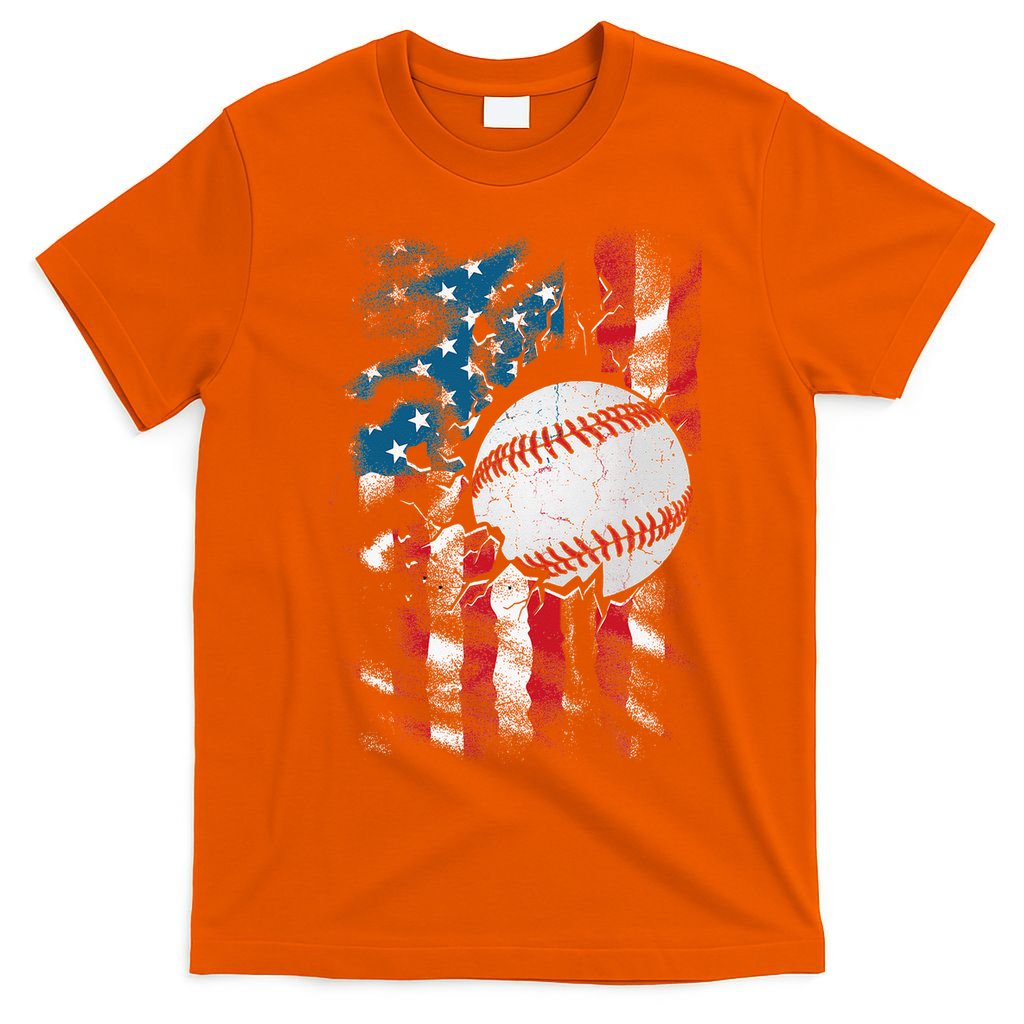 Patriotic Baseball 4th Of July USA American Flag T-Shirt