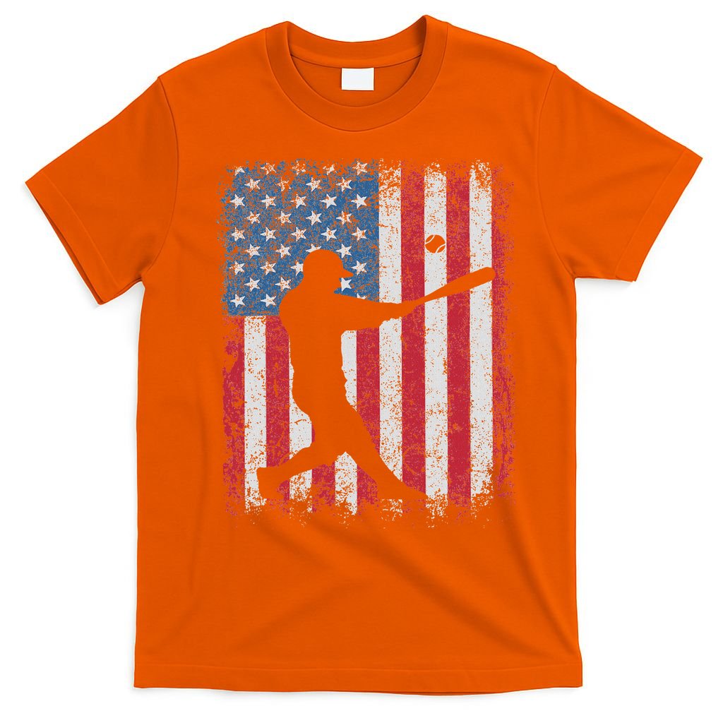 Patriotic Baseball 4th Of July Usa American Flag T-Shirt