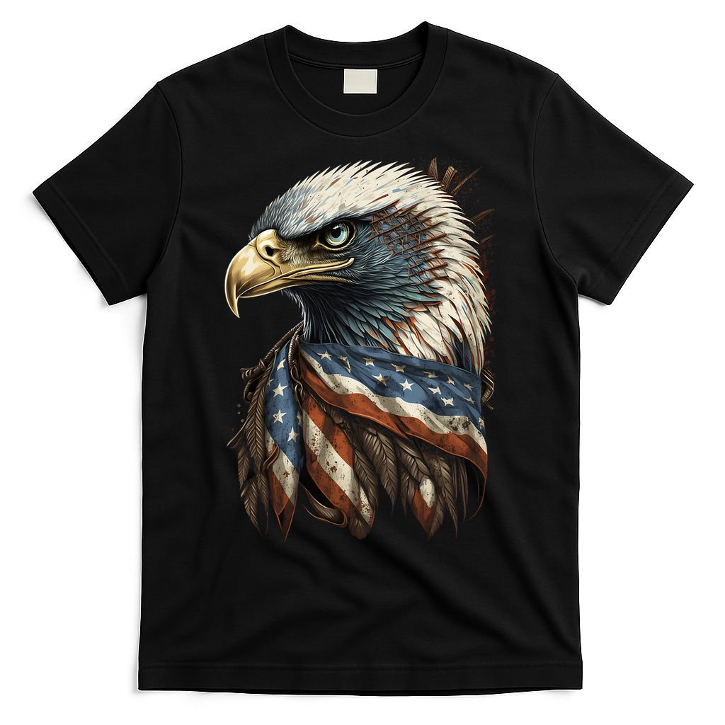 Patriotic Bald Eagle 4th Of July Men USA American Flag T-Shirt