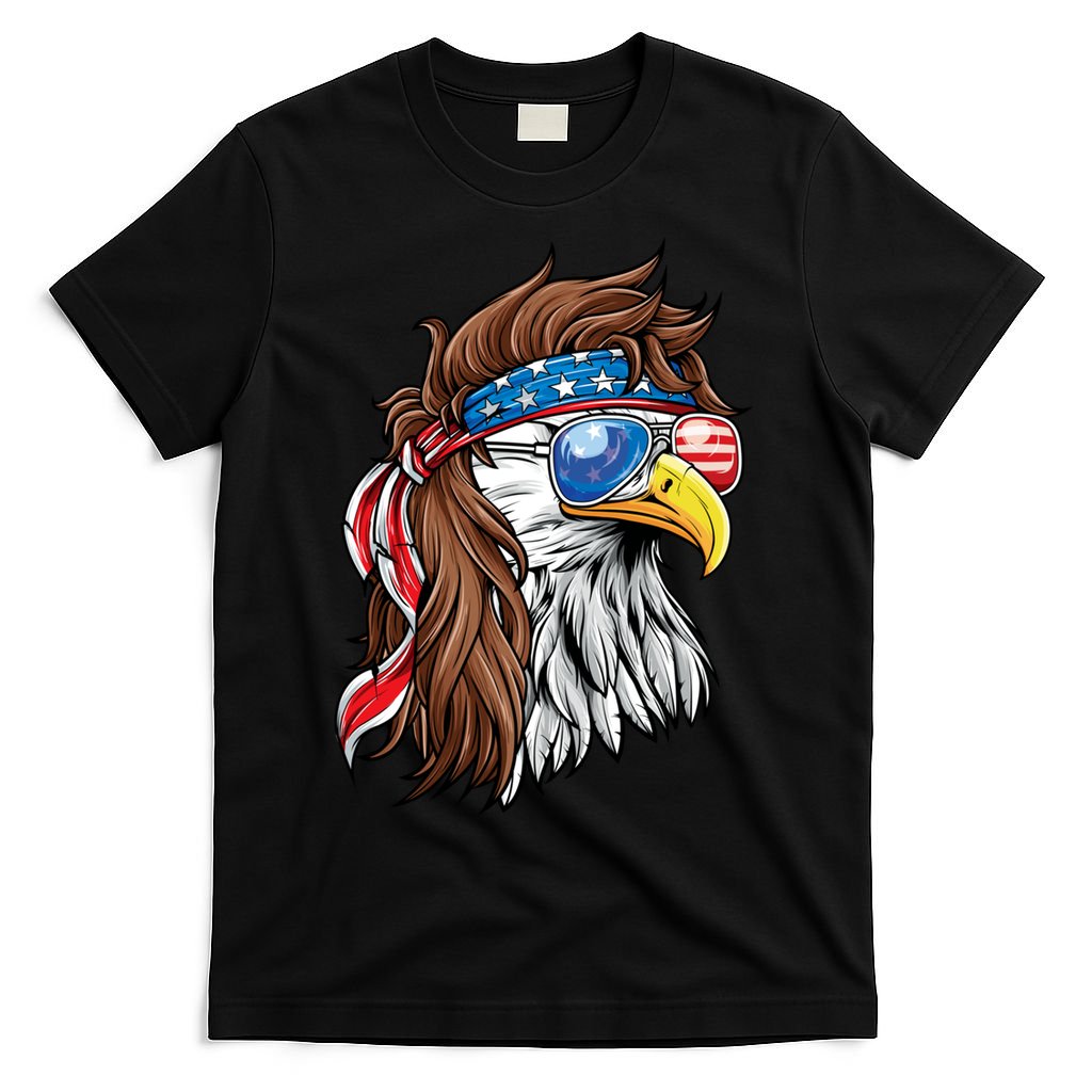 Patriotic Bald Eagle Mullet USA American Flag 4th Of July T-Shirt