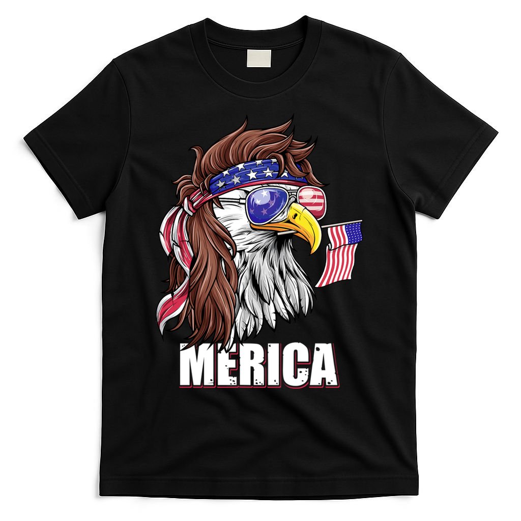 Patriotic Bald Eagle Mullet USA American Flag 4th Of July T-Shirt