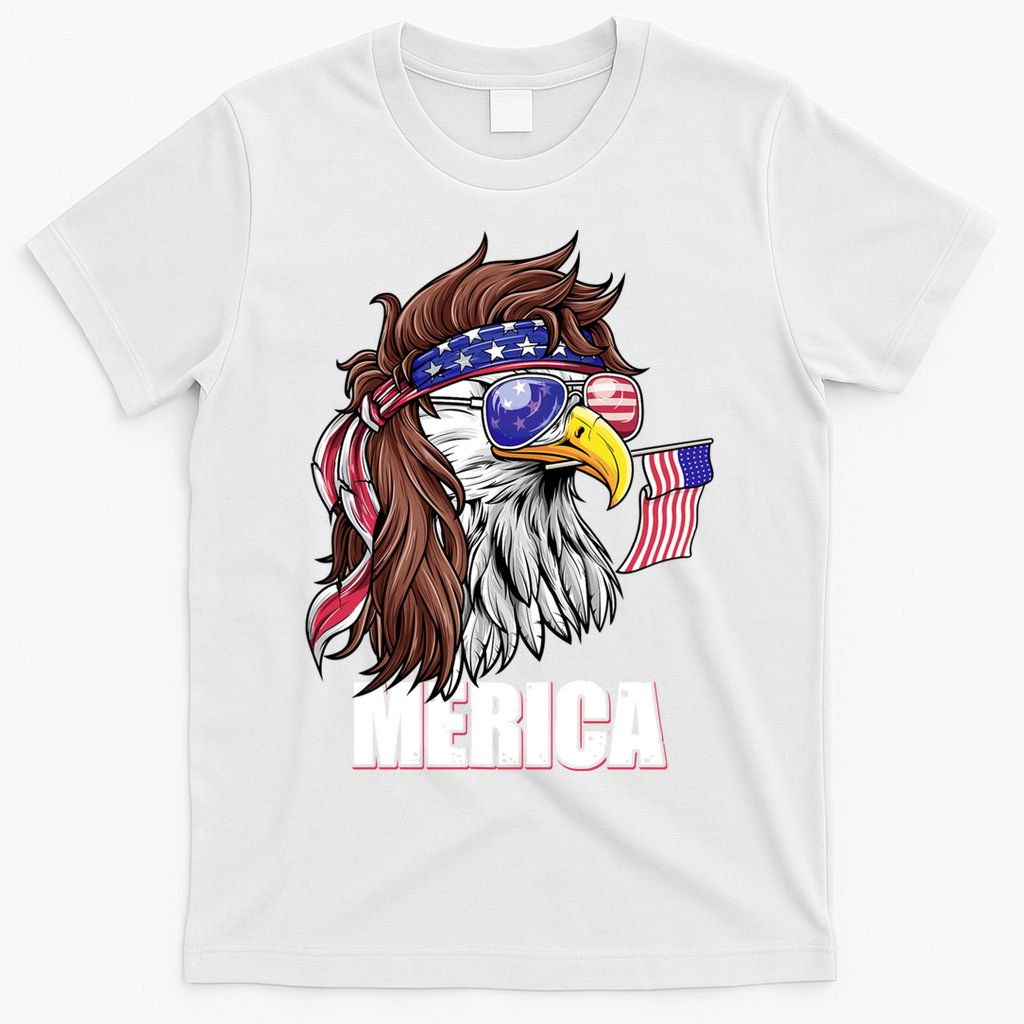 Patriotic Bald Eagle Mullet USA American Flag 4th Of July T-Shirt