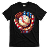 Patriotic Baseball Glove Drip Ice Cream Sprinkles 4th July T-Shirt