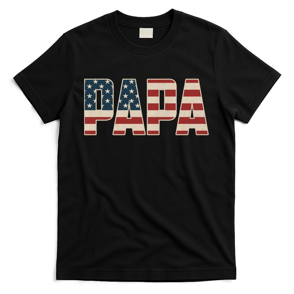 Papa Bold Patriotic American Flag Father’s Day T-Shirt
