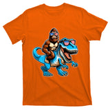 Patriotic Bigfoot Riding T Rex T-Shirt
