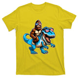 Patriotic Bigfoot Riding T Rex T-Shirt