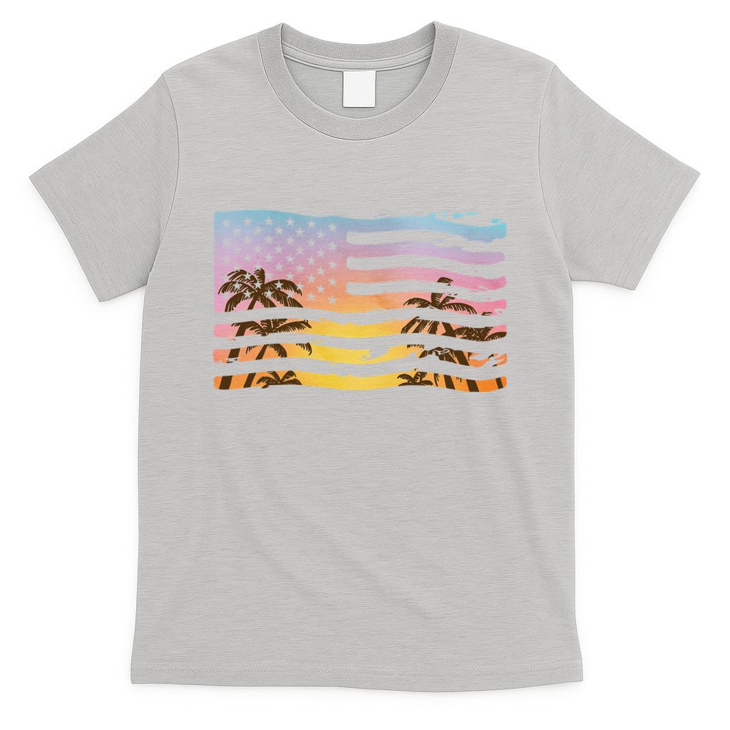 Patriotic Beach Usa Tropical Flag T-Shirt