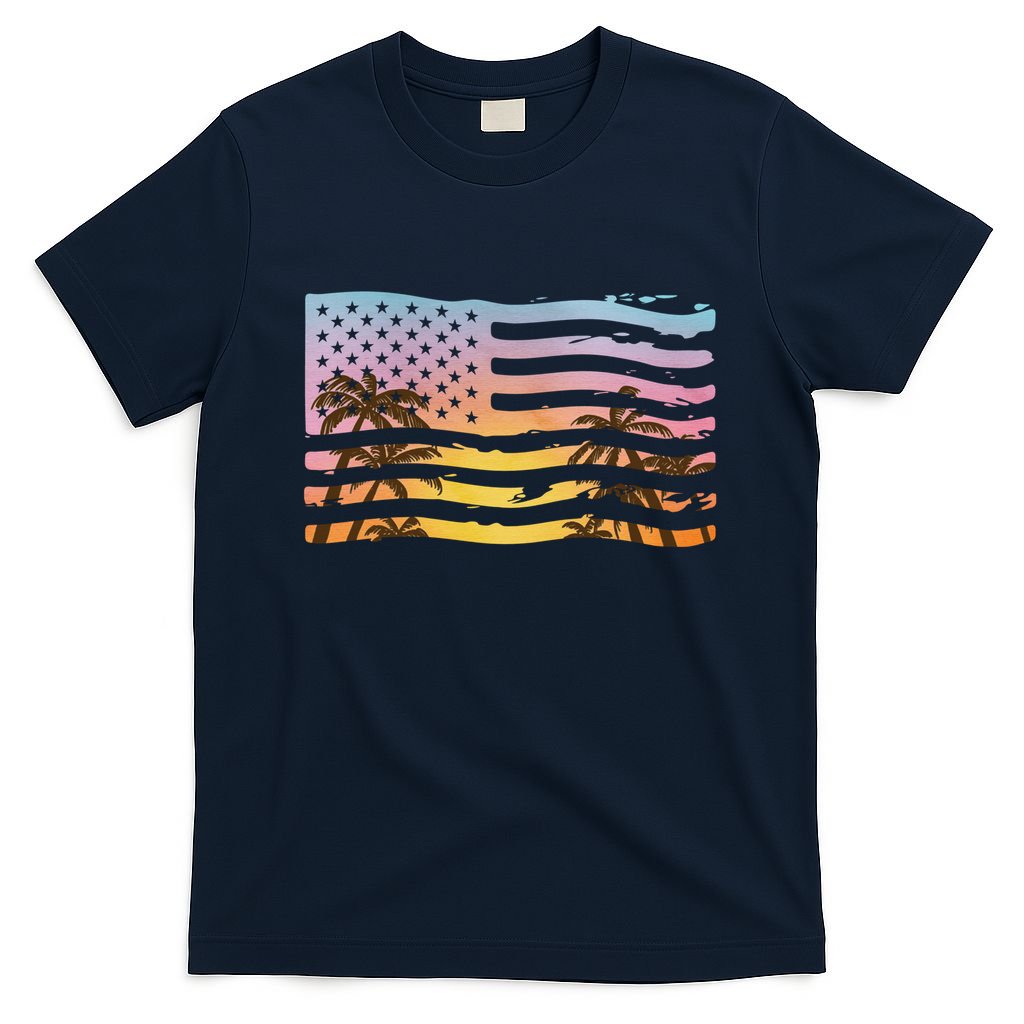 Patriotic Beach Usa Tropical Flag T-Shirt