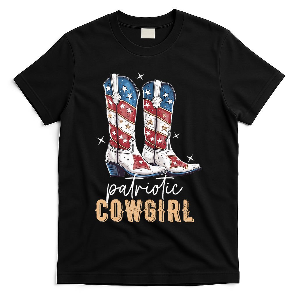 Patriotic Cowgirl Boots American Flag July 4th Of July Rodeo T-Shirt