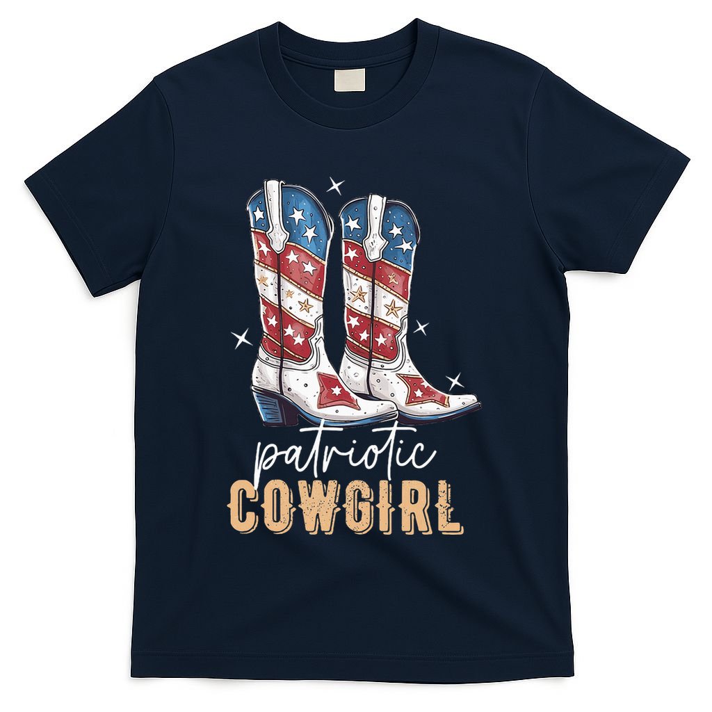 Patriotic Cowgirl Boots American Flag July 4th Of July Rodeo T-Shirt