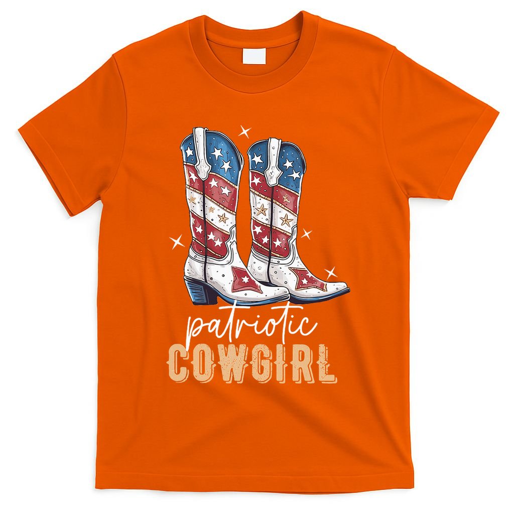 Patriotic Cowgirl Boots American Flag July 4th Of July Rodeo T-Shirt