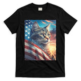 Patriotic Cat With Us Flag 4th Of July T-Shirt