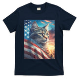 Patriotic Cat With Us Flag 4th Of July T-Shirt