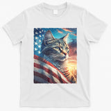 Patriotic Cat With Us Flag 4th Of July T-Shirt