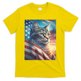 Patriotic Cat With Us Flag 4th Of July T-Shirt