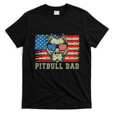 Pitbull Dad American Pit Bull Dog Us Flag 4th Of July T-Shirt