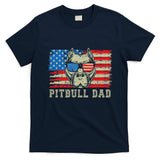 Pitbull Dad American Pit Bull Dog Us Flag 4th Of July T-Shirt