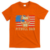Pitbull Dad American Pit Bull Dog Us Flag 4th Of July T-Shirt