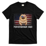 Pomeranian Dad American Pomeranian Dog US Flag 4th Of July T-Shirt