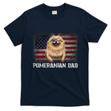 Pomeranian Dad American Pomeranian Dog US Flag 4th Of July T-Shirt
