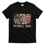 Pitbull Dad Dog Lovers American Flag 4th Of July T-Shirt
