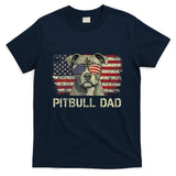 Pitbull Dad Dog Lovers American Flag 4th Of July T-Shirt
