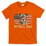 Pitbull Dad Dog Lovers American Flag 4th Of July T-Shirt
