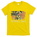 Pitbull Dad Dog Lovers American Flag 4th Of July T-Shirt