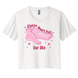 Please Dont Fall For Me Funny Nurse Valentine Women's Crop Top Tee
