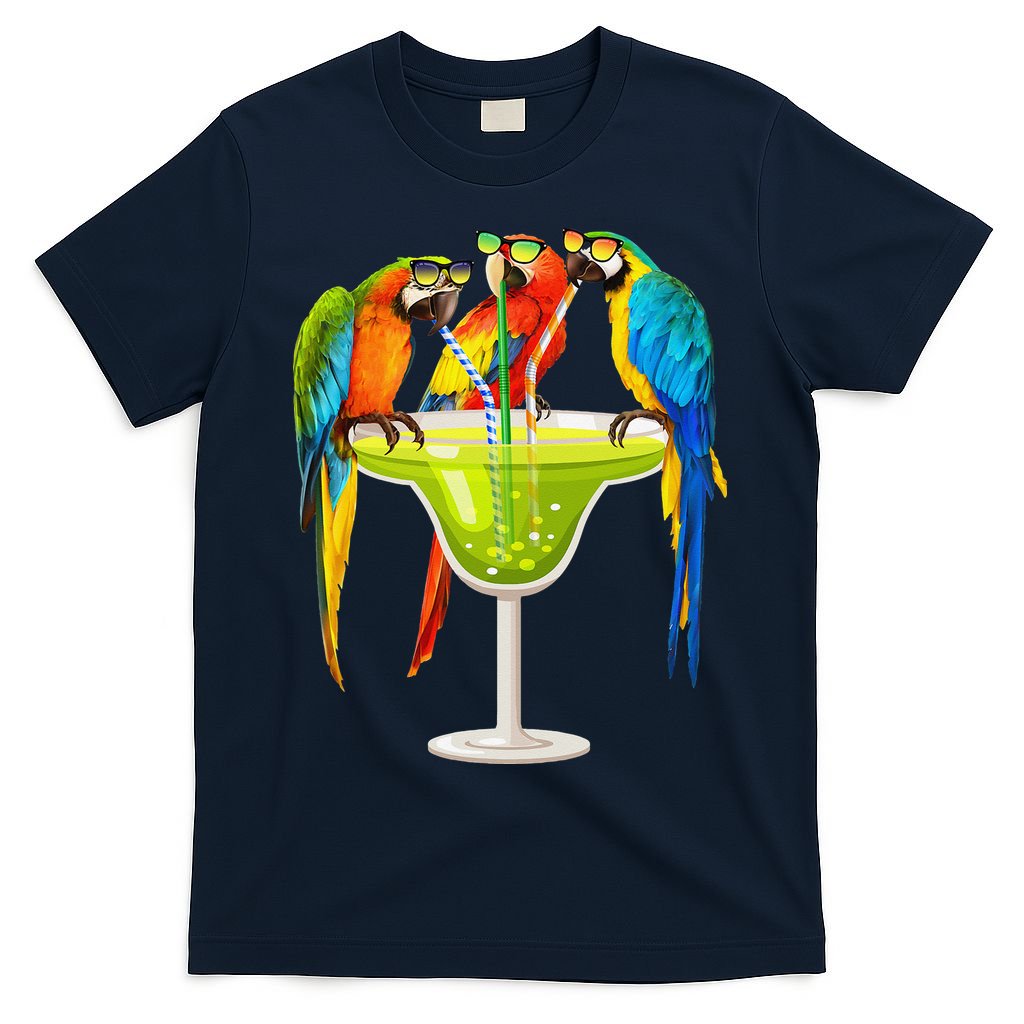 Parrots Drinking Margarita On Summer Vacation Birds Tee Gift T-Shirt
