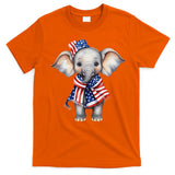 Patriotic Elephant 4th Of July Us Flag T-Shirt