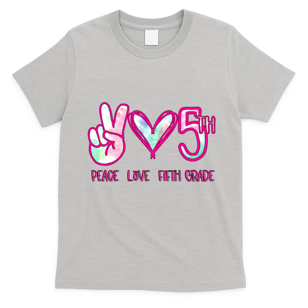Peace Love Fifth-Grade Funny Cute T-Shirt