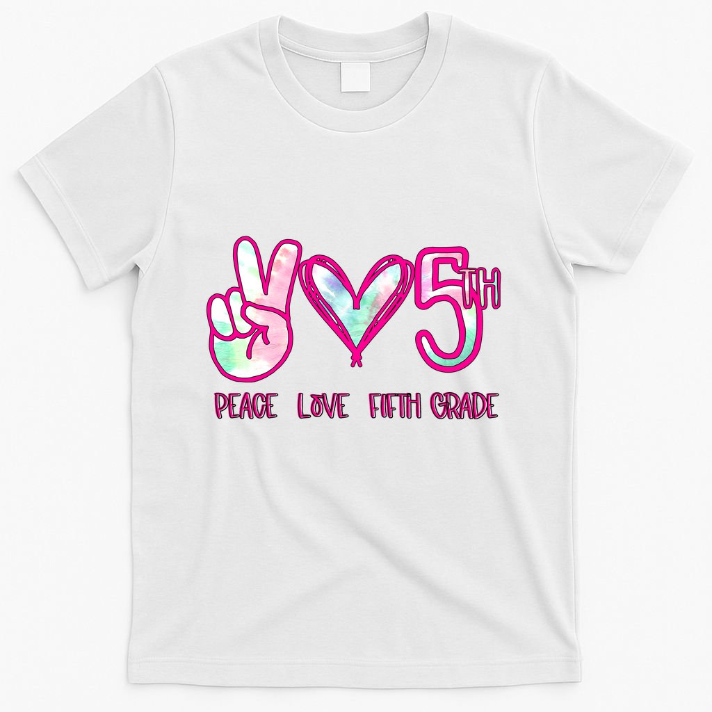 Peace Love Fifth-Grade Funny Cute T-Shirt